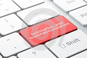 Science concept: Innovation And Commercialization on computer keyboard background