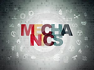 Science concept: Mechanics on Digital Data Paper background