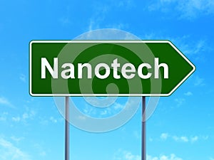 Science concept: Nanotech on road sign background