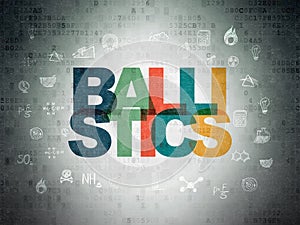 Science concept: Ballistics on Digital Data Paper background photo
