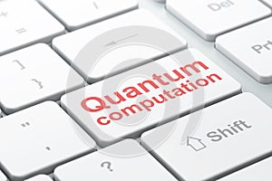 Science concept: Quantum Computation on computer keyboard background