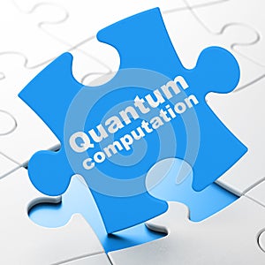 Science concept: Quantum Computation on puzzle background