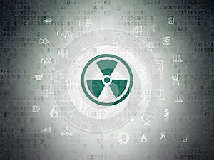 Science concept: Radiation on Digital Data Paper background