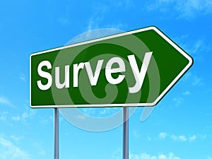 Science concept: Survey on road sign background