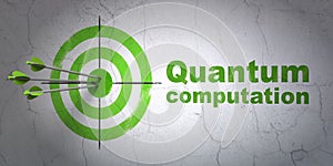 Science concept: target and Quantum Computation on wall background