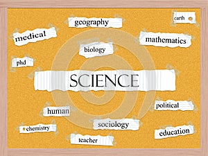 Science Corkboard Word Concept