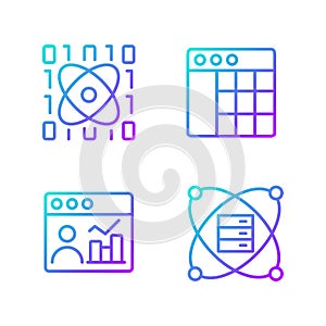 Science data mining gradient linear vector icons set