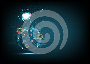 Science and digital technology, pathogen infection, virus concept background vector illustration
