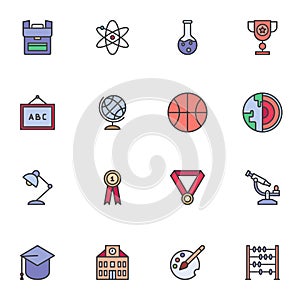 Science, education filled outline icons set