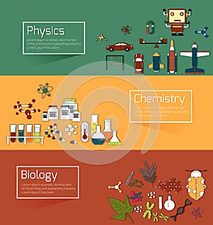 Science education infographic banner template layout such as phy photo
