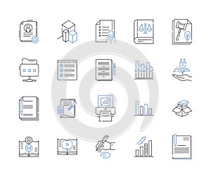 Science and education outline icons collection. Science, education, knowledge, research, teaching, learn, experiment