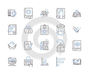 Science and education outline icons collection. Science, education, knowledge, research, teaching, learn, experiment