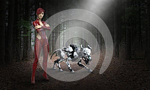 Science Fiction Fantasy Woman, Robot Dog