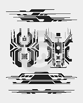 Science Fiction futuristic sci-fi element poster clip art hi tech template cyberpunk interface strips editable