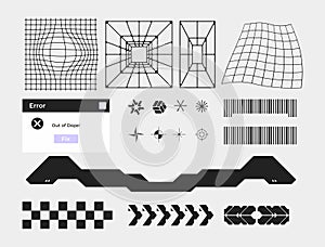 Science Fiction futuristic sci-fi element poster wire frame HUD clip art hi tech template cyberpunk interface strips editable