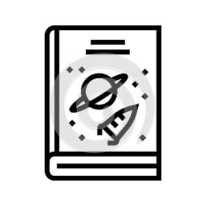 science fiction genre line icon vector illustration