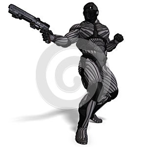 Science fiction male character in futuristic suit