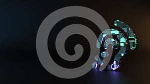 science fiction metal symbol of assistive listening systems icon render