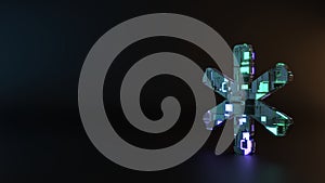 science fiction metal symbol of asterisk icon render