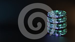 science fiction metal symbol of database 1 icon render