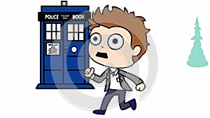 Science-fiction multidimension of Doctor Who, TARDIS spacecraft, blue phone box, Universal Generative AI