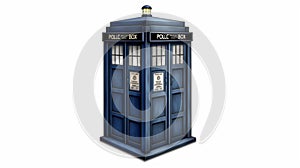 Science-fiction multidimension of Doctor Who, TARDIS spacecraft, blue phone box, Universal Generative AI