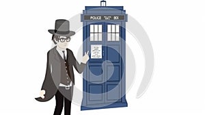 Science-fiction multidimension of Doctor Who, TARDIS spacecraft, blue phone box, Universal Generative AI