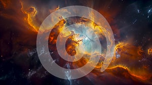 Science fiction style image of a dramatic Nebula in outer space