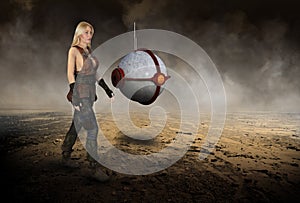 Science Fiction Woman, Robot, Desert