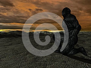 Science fictional character in a strange and