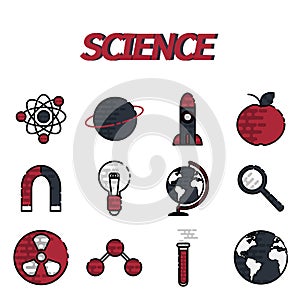 Science flat icons set