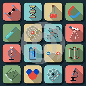 Science flat vector icons