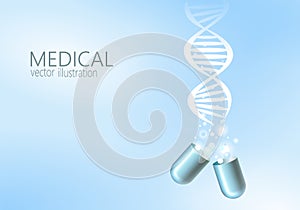 Science gene therapy molecular structure medical genome treatment background. Educational logo medicine center