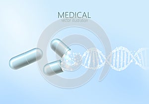 Science gene therapy molecular structure medical genome treatment background. Educational logo medicine center