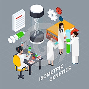 Science And Genetics Isometric Concept