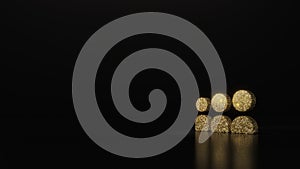 science glitter gold glitter symbol of social myspace  3D rendering on dark black background with blurred reflection with sparkles