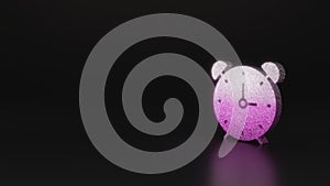 science glitter symbol of alarm clock icon 3D rendering