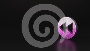 science glitter symbol of rewind  icon 3D rendering