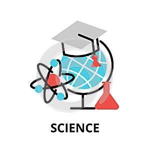 Science icon, flat thin line vector illustration