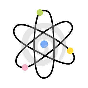 Science icon model of atom. Flat vector illustration.