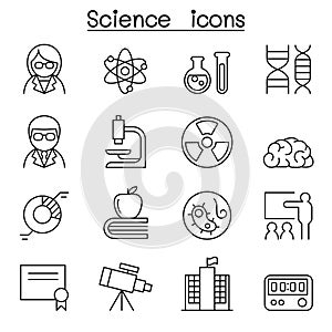 Science icon set in thin line style