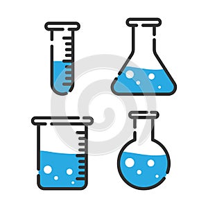 Science icon, Test tube chemistry flask icon, vector