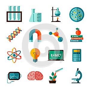 Science icons flat icons set