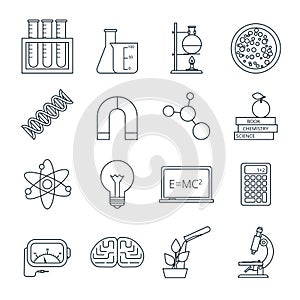 Science icons outlined icons set