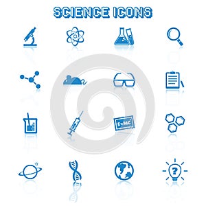 Science icons with reflection