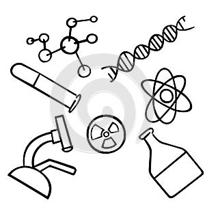 Science icons set. Chemistry vector.