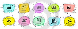 Science icons set. Included icon as Monitor settings, Time, Efficacy signs. Vector