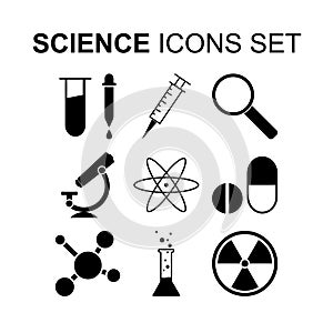 Science icons set. Vector illustration