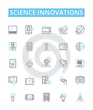 Science innovations vector line icons set. Innovations, Science, Technology, Discovery, Advancement, Progress, Studies