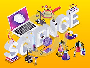 Science Isometric Text Composition